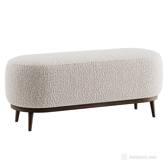 Modern Beige Fluffy Lazy Sofa With Wooden Legs And Soft Texture 3d model 