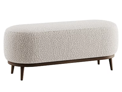 Modern Beige Fluffy Lazy Sofa With Wooden Legs And Soft Texture 3d model