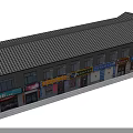 Traditional Commercial Street With Brick Architecture Multiple Shops And Colorful Signboards