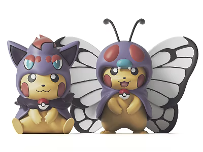 Cute Pikachu Plush Dolls Dressed As Butterfree And Other Pokémon 3d model