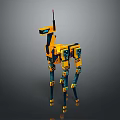 Mechanical Deer Creature Character With Yellow Blue Body And Long Legs Design