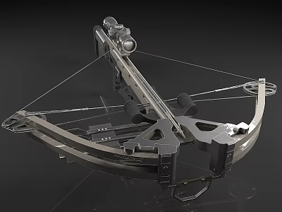 Tactical Crossbow Weapon with Mounted Scope Metal Frame and Mechanical Components Design Features 3d model