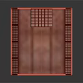 Cartoon Scene of Ornate Traditional Chinese Interior with Red Wooden Structure Lanterns Screen and Carpet