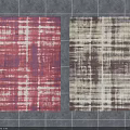 Two Square Rugs With Red Purple And Beige Brown Striped Patterns 3d model