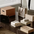 Box storage box storage bag handbag towel solid wood storage box 3d model