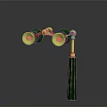 Vintage Green And Gold Binoculars With Decorative Handle And Dual Lens For Living Accessories