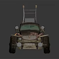 Rugged Modified Vintage Car With Large Off Road Tires Metal Accents And Roof Poles