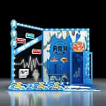 Blue Themed Photo Check In Spot With Limited Edition Decor And String Lights