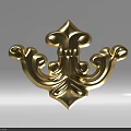 Golden Decorative Intricate Carved Design With Symmetrical Curved Metal Patterns Ornament