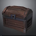 Vintage Wooden Chest With Brown Blue Accents Metal Lock And Textured Surface
