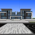 Modern Semi-detached Villa Exterior Featuring Glass Walls Balconies And Water Reflection