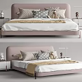 Children's Bed With Pink Headboard Soft Bedding Decorative Pillows Deer Plush And Nightstand
