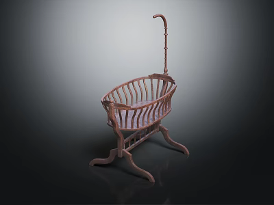 Classic Wooden Baby Crib With Curved Railings And Rocking Stand Design 3d model