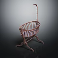 Classic Wooden Baby Crib With Curved Railings And Rocking Stand Design