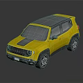 Yellow Small SUV With Modern Design Dark Roof And Alloy Wheels On Dark Background