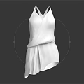 Elegant White Sleeveless Dress With Cross Neckline Asymmetrical Hem And Wrap Design