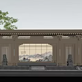 New Chinese Gate Demonstration Area Gate 3d model