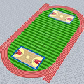 Sports Track Facility On Green Grass Field With Sand Pits Design