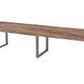 Long Rectangular Dining Table With Wooden Tabletop And Black Metal Legs In Modern Minimalist Design 3d model
