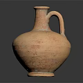 Antique Terracotta Jug With Curved Handle And Orange Textured Surface