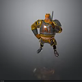 Cartoon Knight Character With Golden Crown Silver Armor Sword And Kingdom Emblem