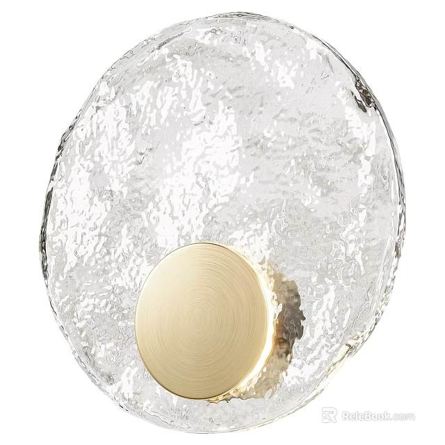 Modern Transparent Wall Lamp With Ice Crack Texture And Gold Base 3d model 