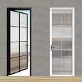 Black And White Frame Interior Glass Doors With Grid Design And Wooden Floor