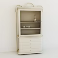 White Decorative Cabinet With Glass Door Shelves And Drawers For Home Decor