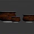 Set of Three Wooden Bowls With Silver Rim And Smooth Polished Surface Design