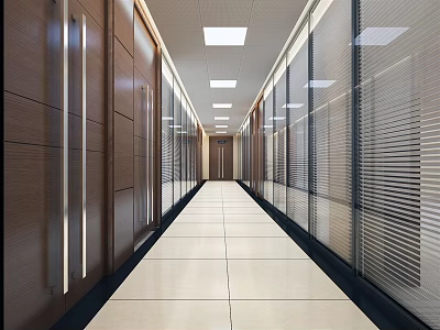 Modern aisle corridor aisle office unit glass high partition 3d model