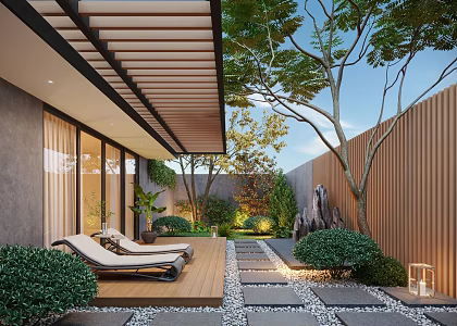 Courtyard Home Courtyard Villa Courtyard Landscape Leisure Courtyard Garden Lounger Landscape Plants 3d model