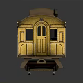 Classic Vintage Yellow Train Carriage With Brown Roof And Multiple Windows