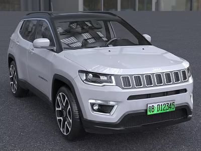 White Jeep SUV With Black Roof Front Grille And Modern Alloy Wheels 3d model