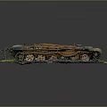 Burned And Rusted Tank On The Ground 3d model