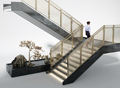 Modern Stairs Metal Stairs 3d model