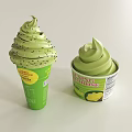Delicious Green Tea Mango Ice Cream With Creamy Swirl In Cone And Cup Toppings