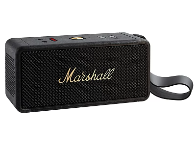 Marshall Black Portable Speaker With Mesh Surface And Strap Design 3d model