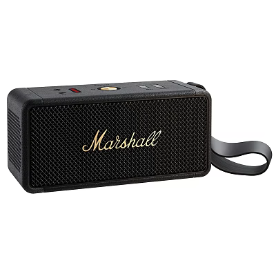 Marshall Black Portable Speaker With Mesh Surface And Strap Design 3d model