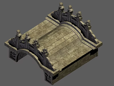 Traditional Chinese Stone Bridge With Carved Railings And Stone Slab Deck 3d model