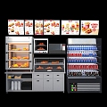 Modern Fast Food & Coffee Kiosk Modern Outdoor Shop Stores Fast Food Coffee Kiosk Light Box Oven Equipment Beverage Food 3d model