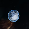 Stunning Blue Earth In Starry Space With Galaxy And Cosmic Background