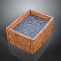 Vintage Wooden Storage Crate With Clear Water Inside And Old Label