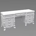 Antique Carved Dresser With Ivory And Brown Finish Curved Legs And Drawers