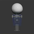 Blue Computer Device With Transparent Sphere 3D Head Model And Side Control Panel
