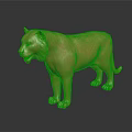 Golden Lion Statue Standing Shiny Metallic Artwork On Dark Reflective Surface