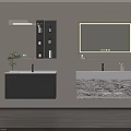 Modern Bathroom Mirrors with Storage Cabinet Gray and Marble Vanity Sink and Decor Items
