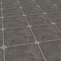 Gray Floor Tiles With White Grout And Decorative Corner Patterns In Indoor Space 3d model