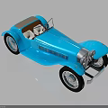Vintage Blue Convertible Classic Car With Retro Body Design And White Seats