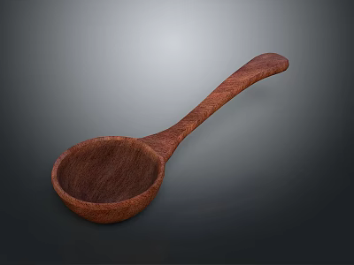 Natural Wood Cooking Spoon With Long Handle And Smooth Surface Design 3d model