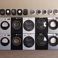 Diverse Modern Front Load Washing Machines in Black and White Color Options